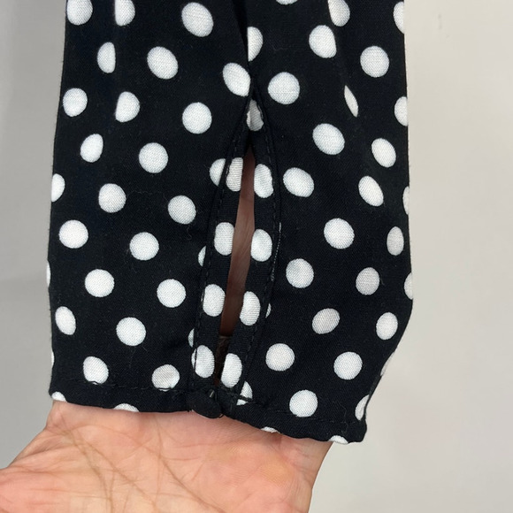 Favlux Deep V-Neck Polka Dot Faux Button Front Pullover Top Small Fitted Cropped - Picture 7 of 11